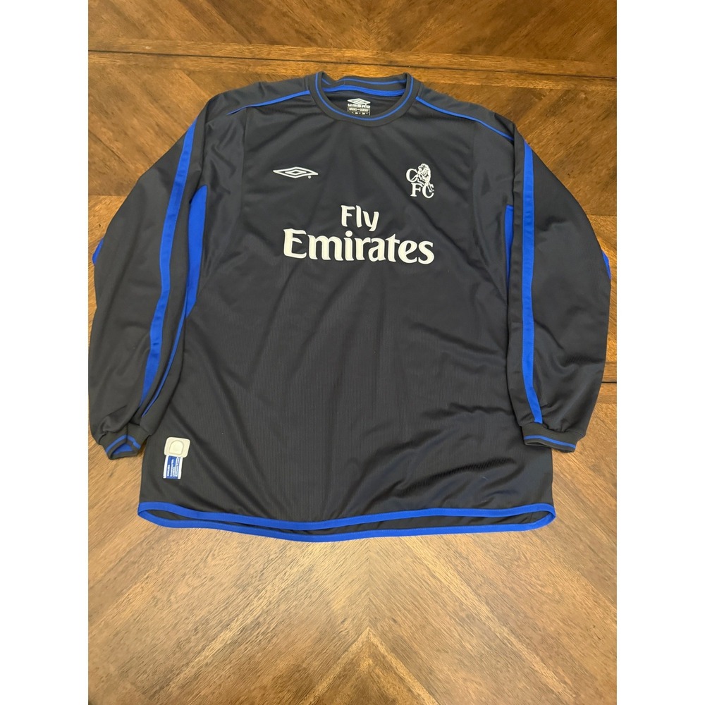 Umbro Chelsea FC Fly Emirates Training Jersey Long Sleeve Navy Blue XXL